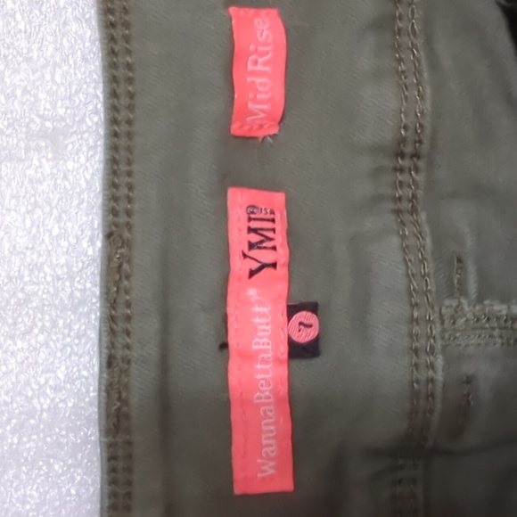 YMI Wanna Betta Butt?" Women's Army Green Distressed Skinny Jeans Juniors Size 7 - Picture 3 of 9